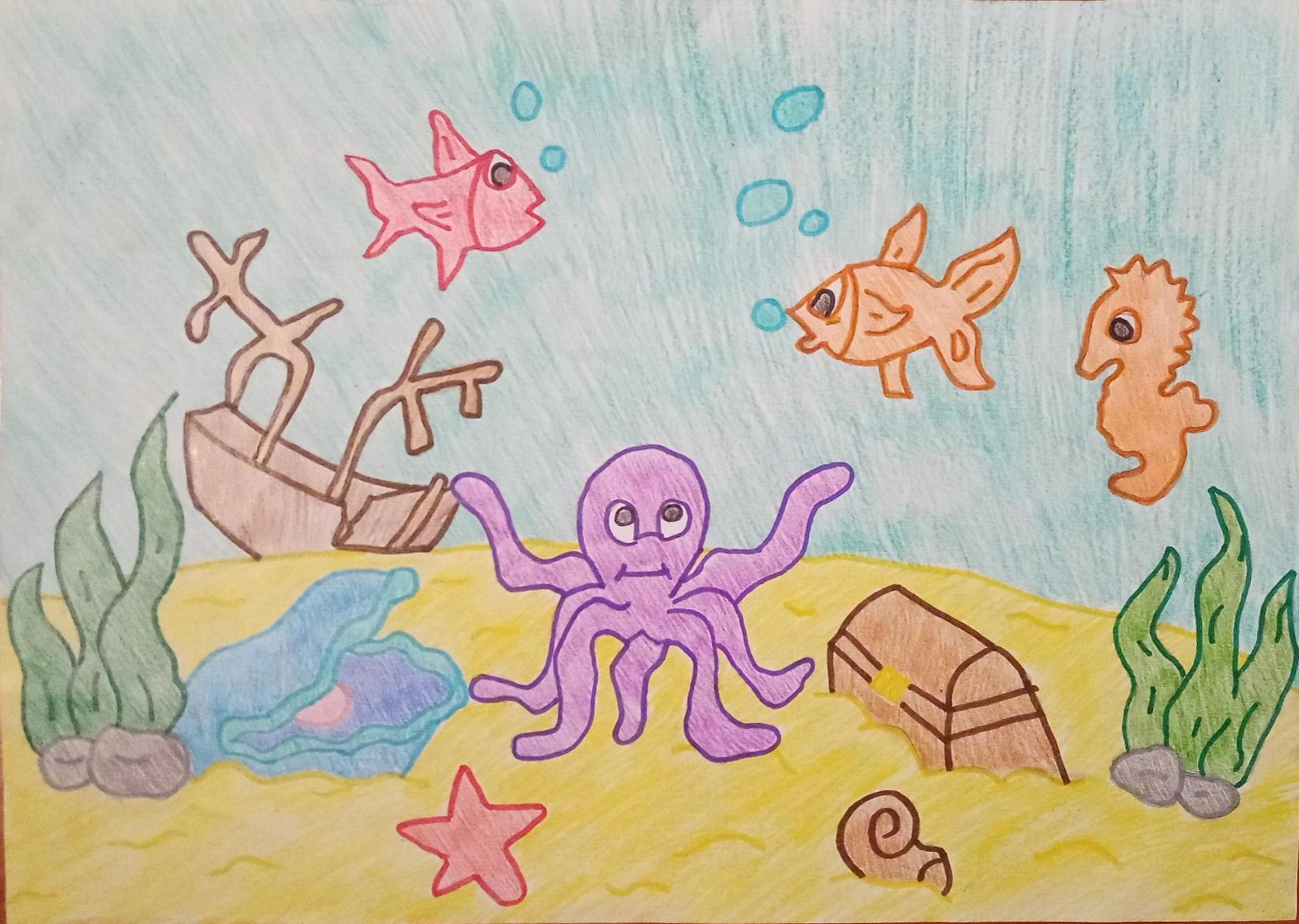 ''A mistura de cores no fundo do mar''<br />
Trabalho elaborado pela aluna Cristiana Soares da turma 8ºA da escola EB Comendador Ângelo Azevedo