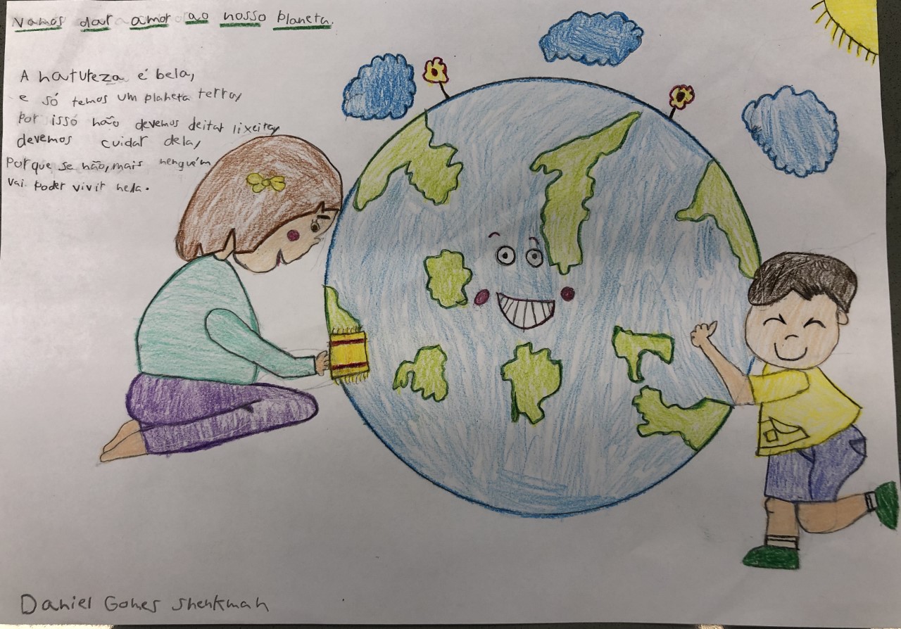 Daniel Shenkman, 2.º ano<br/><br/>Vamos dar amor ao nosso Planeta.<br />
<br />
A natureza é bela,<br />
e só temos um planeta Terra,<br />
por isso não podemos deitar lixeira,<br />
devemos cuidar dela,<br />
porque senão, mais ninguém poderá viver nela.